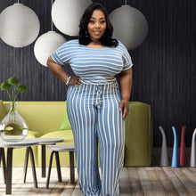 Load image into Gallery viewer, Blue Stripe 4XL Jumpsuit
