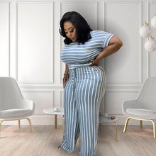 Load image into Gallery viewer, Blue Stripe 4XL Jumpsuit
