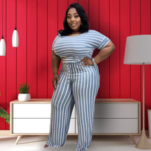 Load image into Gallery viewer, Blue Stripe 4XL Jumpsuit
