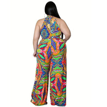 Load image into Gallery viewer, Blue 5XL Paisley Halter Jumpsuit
