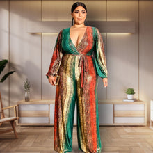 Load image into Gallery viewer, Striped 3XL Belted Jumpsuit
