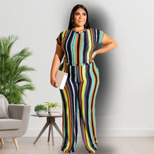 Load image into Gallery viewer, Blue Stripe 2XL Top Pants Set
