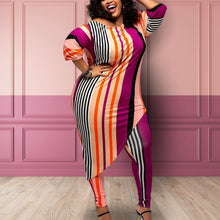 Load image into Gallery viewer, Fuchsia 5XL Striped Top Leggings Set
