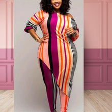 Load image into Gallery viewer, Fuchsia 5XL Striped Top Leggings Set
