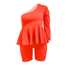 Load image into Gallery viewer, Dark Coral 3XL Peplum Top Shorts Set
