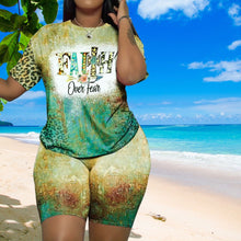 Load image into Gallery viewer, Green 3XL Faith Leopard Shorts Set
