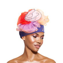 Load image into Gallery viewer, Royal Blue Pleated Ruffle Rhinestone Turban
