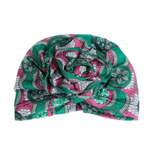 Load image into Gallery viewer, Green Tribal Flower Knot Turban
