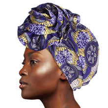 Load image into Gallery viewer, Purple Tribal Flower Knot Turban
