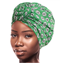 Load image into Gallery viewer, Green MK Circle Twist Knot Turban
