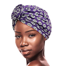 Load image into Gallery viewer, Purple MK Circle Twist Knot Turban
