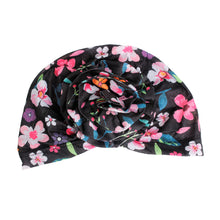 Load image into Gallery viewer, Black Floral Flower Knot Turban
