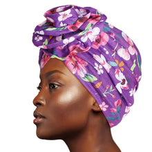 Load image into Gallery viewer, Purple Floral Flower Knot Turban
