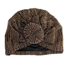 Load image into Gallery viewer, Gold Stripe Donut Knot Turban
