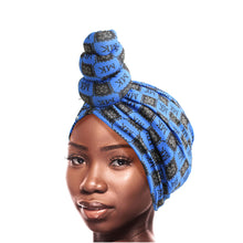 Load image into Gallery viewer, Blue MK Tall Twist Knot Turban
