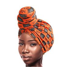 Load image into Gallery viewer, Orange MK Tall Twist Knot Turban
