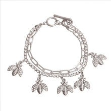 Load image into Gallery viewer, Silver Bee Charm Chain Bracelet
