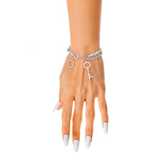 Load image into Gallery viewer, Silver Layered Chain Key Bracelet
