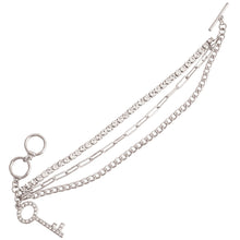 Load image into Gallery viewer, Silver Layered Chain Key Bracelet
