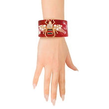 Load image into Gallery viewer, Designer Red Swirled Bee Cuff
