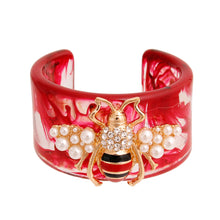 Load image into Gallery viewer, Designer Red Swirled Bee Cuff
