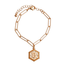 Load image into Gallery viewer, B Hexagon Initial Charm Bracelet

