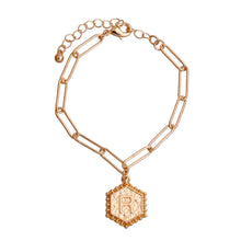 Load image into Gallery viewer, R Hexagon Initial Charm Bracelet
