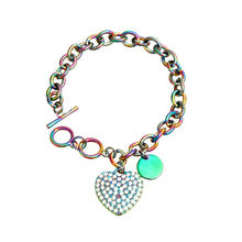 Load image into Gallery viewer, Rainbow Metal Toggle Heart Bracelet
