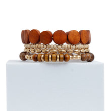 Load image into Gallery viewer, Brown Wood 4 Pcs Bracelets

