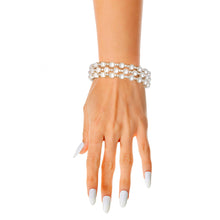 Load image into Gallery viewer, 3 Row Gold Pearl Memory Bracelet
