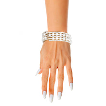 Load image into Gallery viewer, 5 Row Silver Pearl Memory Bracelet
