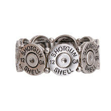 Load image into Gallery viewer, Burnished Silver Shotgun Shell Bracelet
