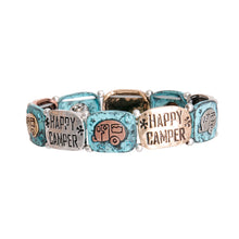 Load image into Gallery viewer, Patina Metal Happy Camper Engraved Bracelet

