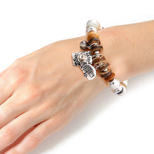 Load image into Gallery viewer, Wooden Mixed Bead Happy Camper Bracelet
