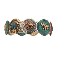 Load image into Gallery viewer, Patina Metal Elephant Round Bracelet

