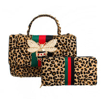 Load image into Gallery viewer, Brown Leopard Fur Boxy Satchel Set

