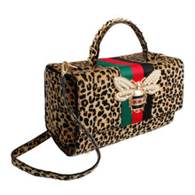 Load image into Gallery viewer, Brown Leopard Fur Boxy Satchel Set
