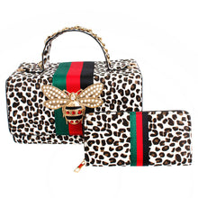 Load image into Gallery viewer, Light Leopard Fur Boxy Satchel Set
