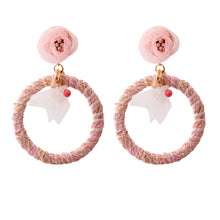 Load image into Gallery viewer, Pink Tulle Drop Hoop Earrings
