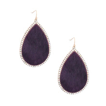 Load image into Gallery viewer, Purple Genuine Leather Teardrop Earrings
