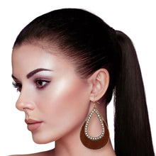 Load image into Gallery viewer, Genuine Leather Brown Teardrop Earrings
