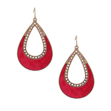 Load image into Gallery viewer, Genuine Leather Pink Teardrop Earrings
