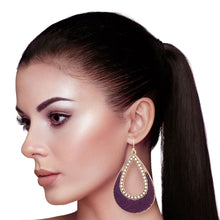 Load image into Gallery viewer, Genuine Leather Purple Teardrop Earrings

