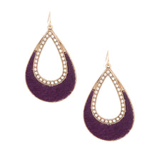 Load image into Gallery viewer, Genuine Leather Purple Teardrop Earrings
