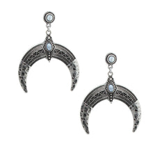 Load image into Gallery viewer, Engraved Burnished Silver Arch Earrings
