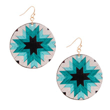 Load image into Gallery viewer, Turquoise Sunburst Leather Round Earrings
