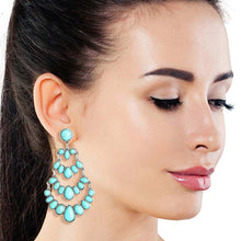 Load image into Gallery viewer, Tiered Drop Turquoise Silver Earrings
