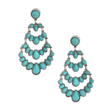 Load image into Gallery viewer, Tiered Drop Turquoise Silver Earrings
