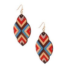Load image into Gallery viewer, Multi Mosaic Leather Quatrefoil Earrings
