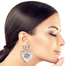 Load image into Gallery viewer, Silver Textured Heart Designer Earrings
